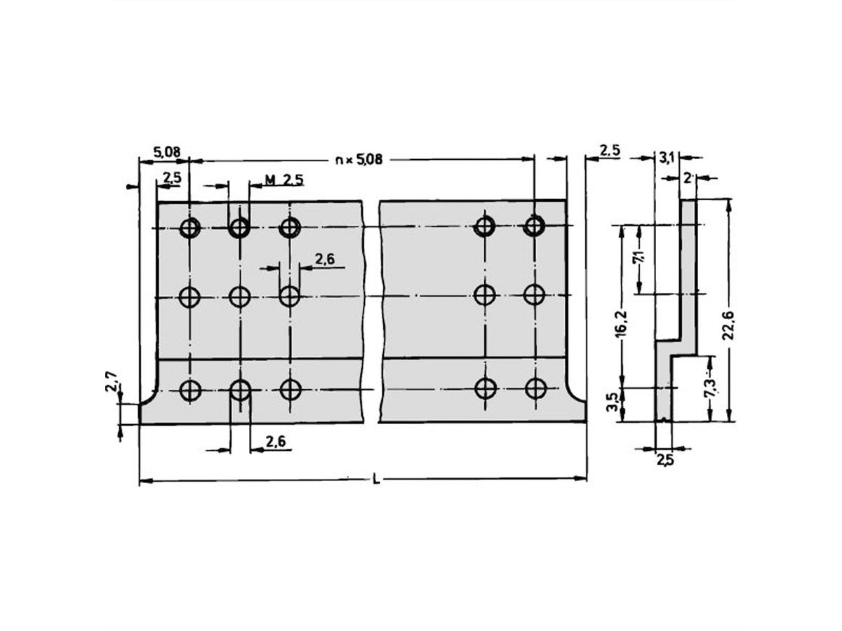 SCHROFF Rail en Z pour connecteur, EN 60603-2, 4 CV