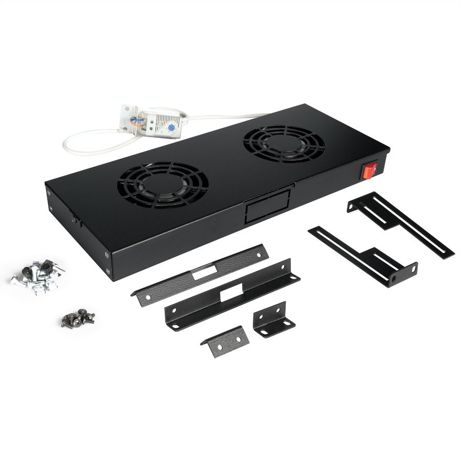 ROLINE 19" Unité de ventilation, 2 ventilateurs, thermostat, noire