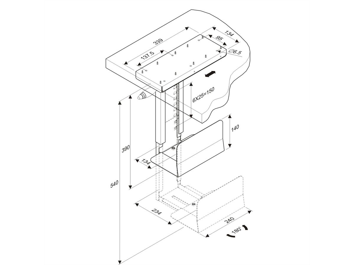ROLINE support PC pivotant, noir