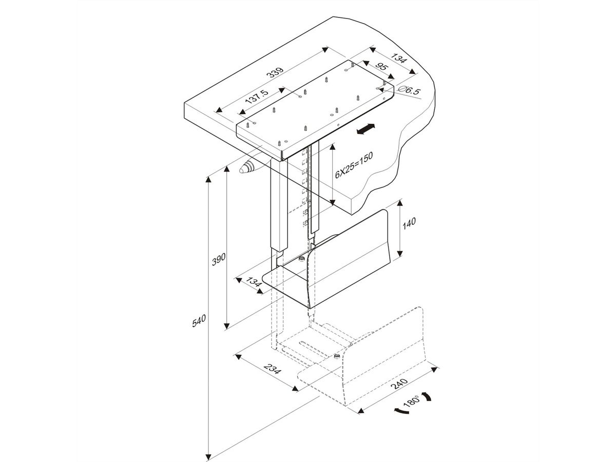 ROLINE Support PC pivotant, argent