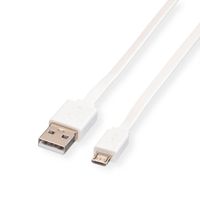 ROLINE Câble USB 2.0, USB A mâle - Micro USB B mâle, blanc, 1 m