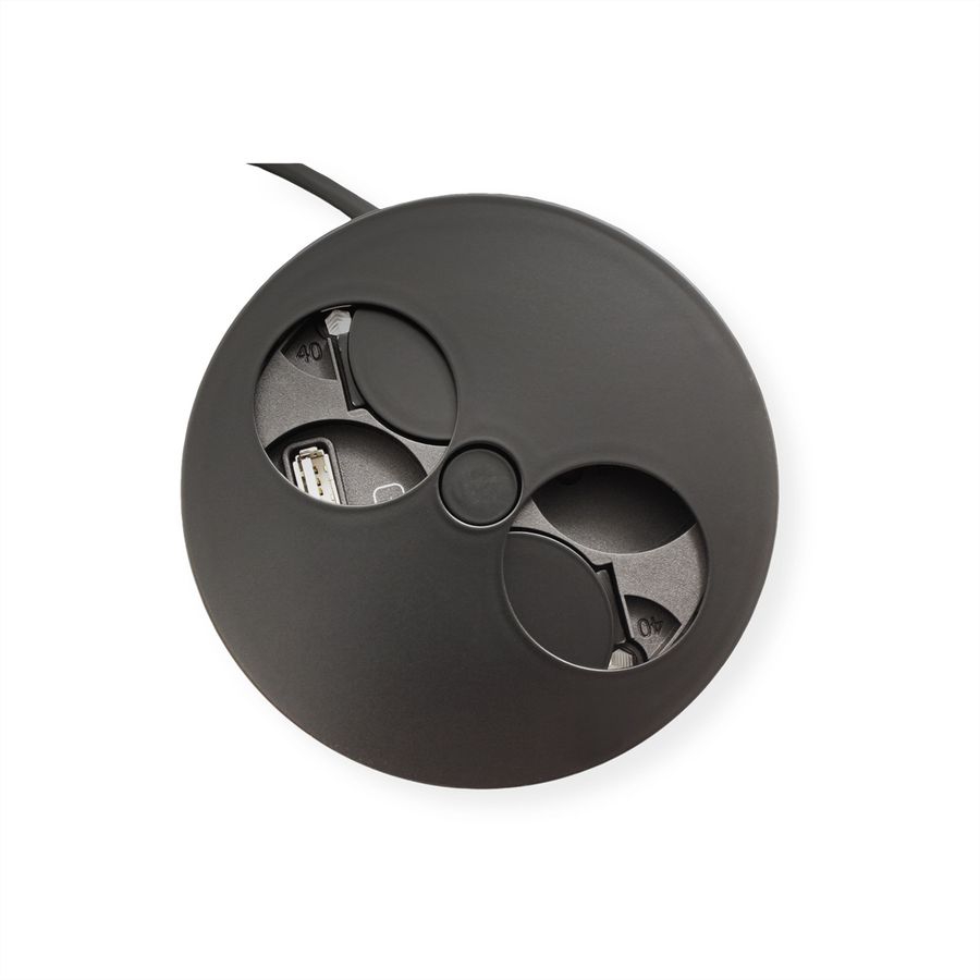 BACHMANN TWIST Prise 1x UTE, chargeur USB, noir, 2 m