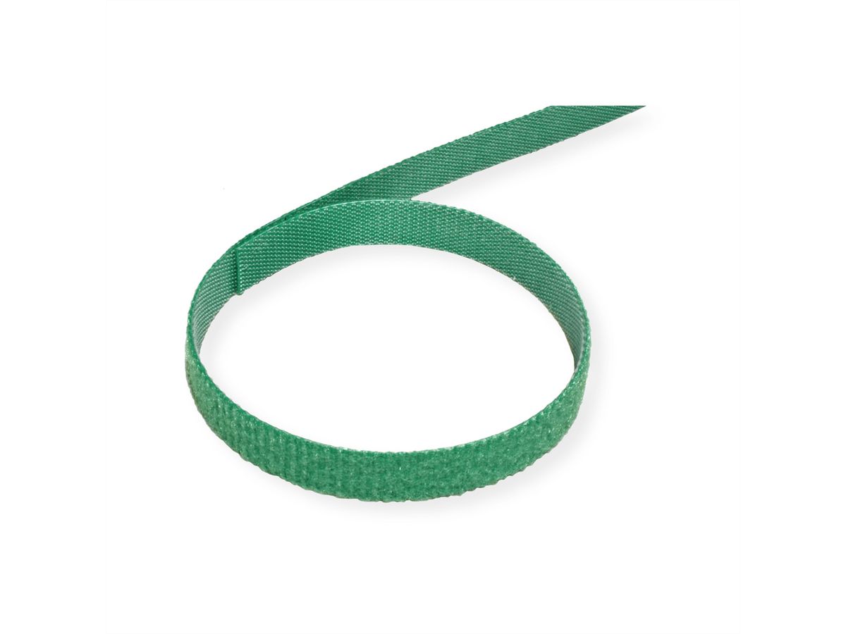 VALUE Bande auto-agrippante sur rouleau, 10mm, vert, 25 m