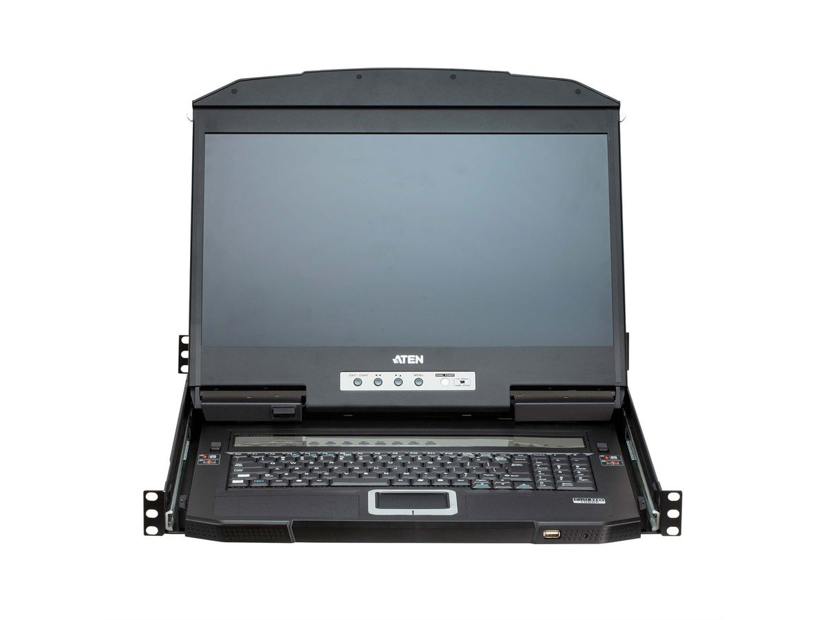 ATEN CL3884NW Commutateur KVM HDMI multivue LCD de 18,5" à deux rails USB 4 ports, FR-Layout
