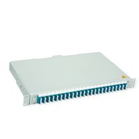 TELEGÄRTNER BASIS V Panneau fibre optique avec coupleurs & Pigtails , 24x LC Quad, bleu, OS2 PC