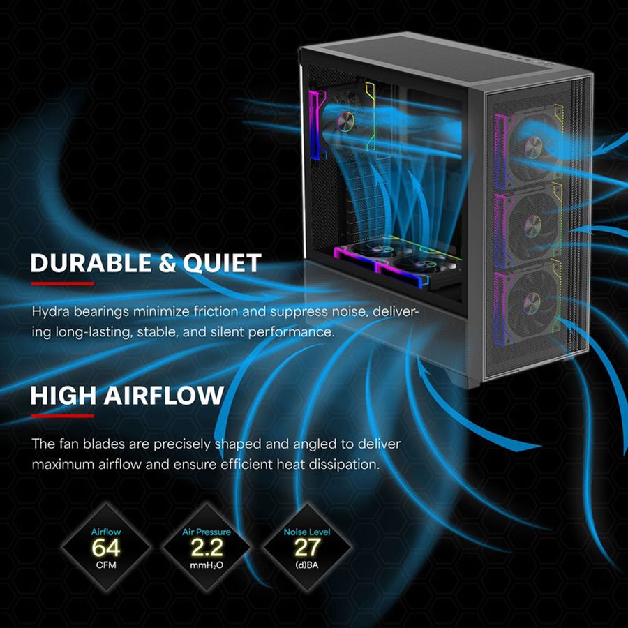 Xilence XPF120.ARGB 120mm PWM Ventilateur de boîtier, ARGB LED