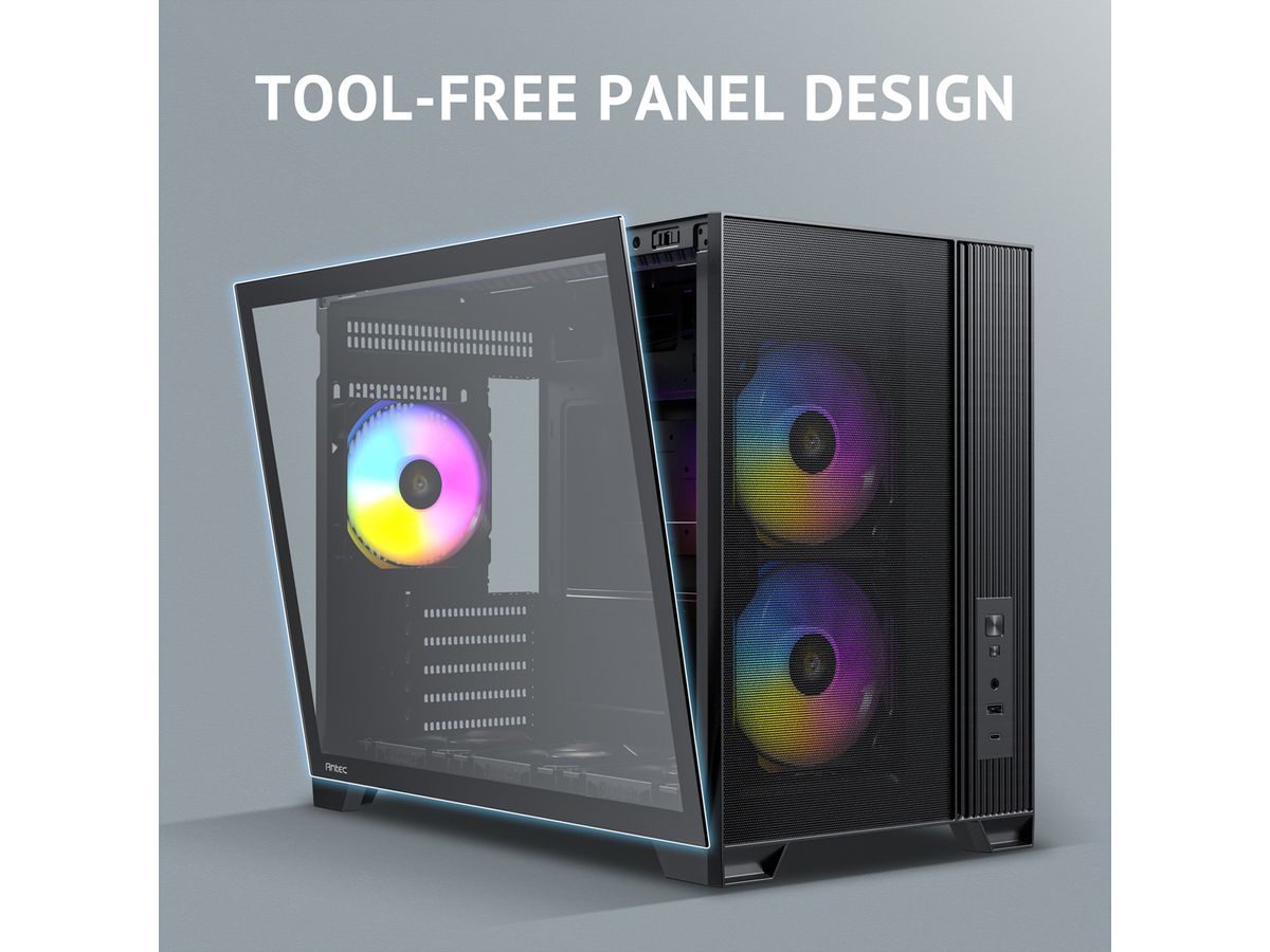 ANTEC FLUX M ATX/Micro-ATX/ITX Boîtier PC Midi Tower, noir