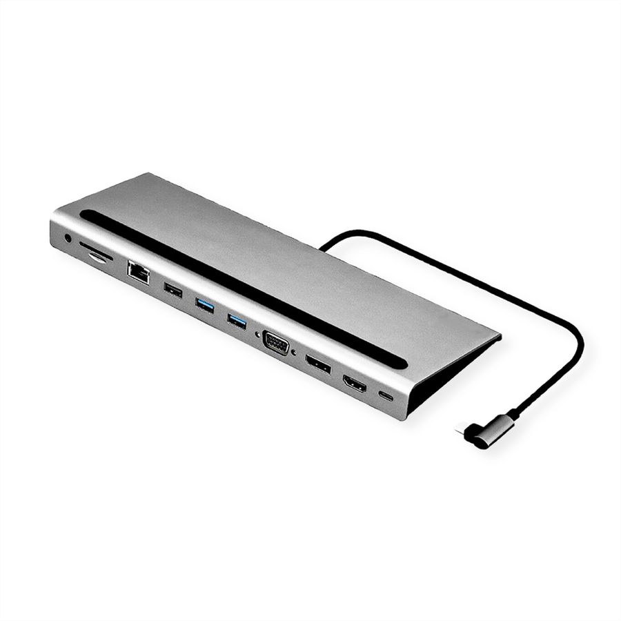 VALUE Station d‘accueil USB-C multiports, 4K HDMI/DP, VGA, USB, Card Reader, PD, Gigabit Ethernet, Audio