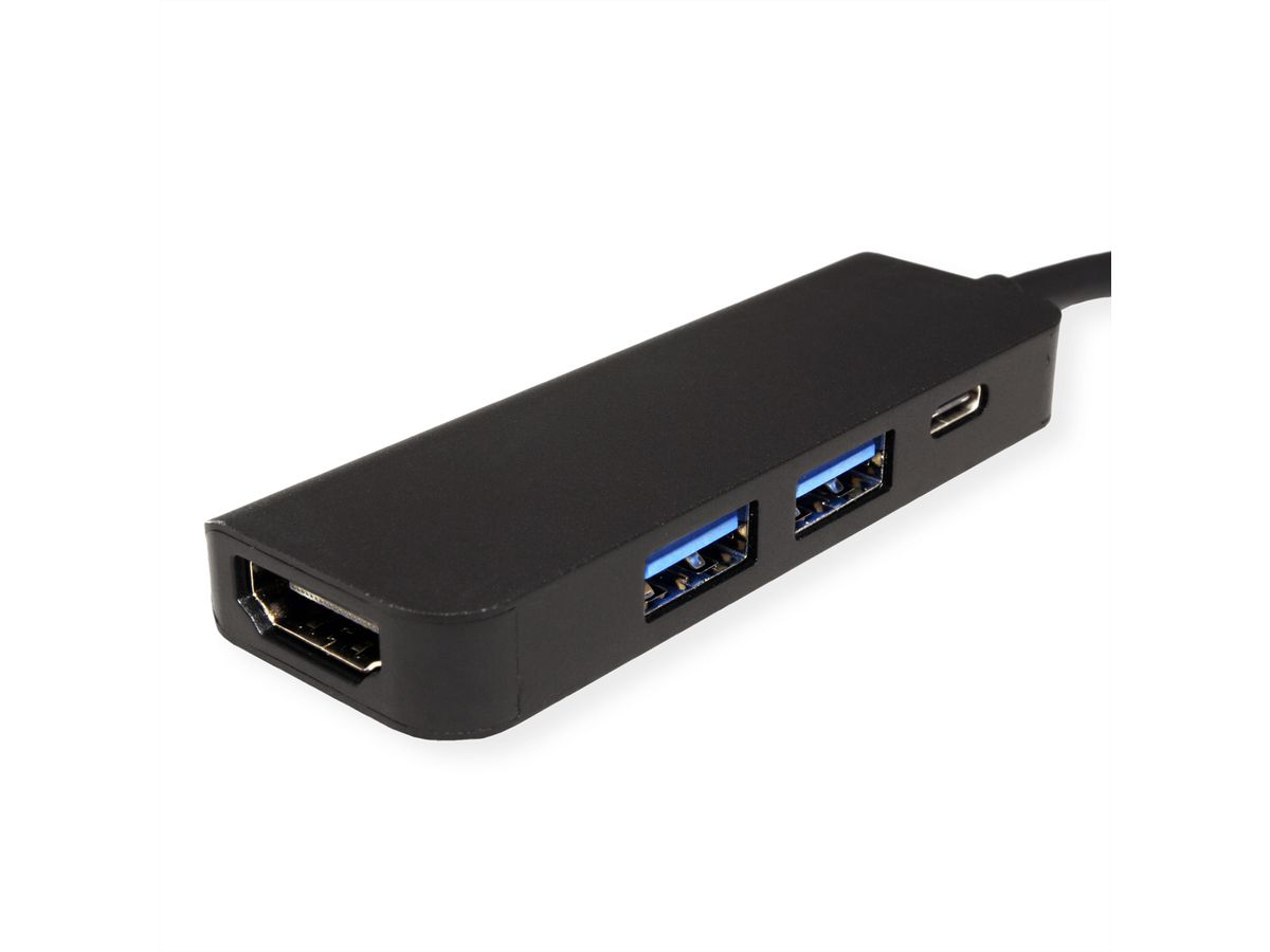 VALUE Station d'accueil USB type C, HDMI 4K, 2x USB type A + type C PD (Power Delivery)