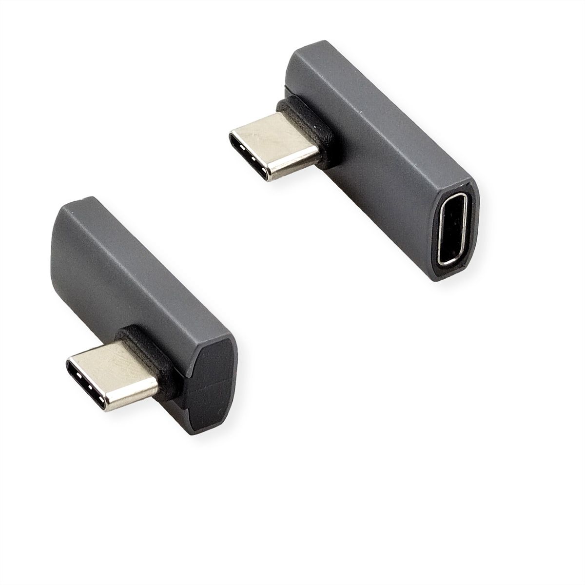 ROLINE Adaptateur USB4 Gen 3x2, Aluminium, coudé à 90°, Type C, M/F, argent