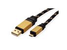 ROLINE GOLD Câble USB 2.0, USB A mâle - Micro USB B mâle, 0,8 m