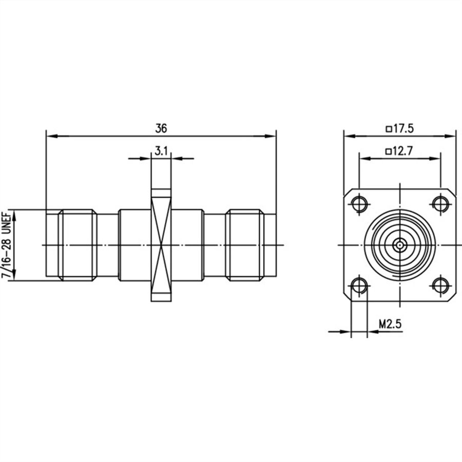TELEGÄRTNER Connecteur TNC 50 Ohm femelle / femelle pour installation