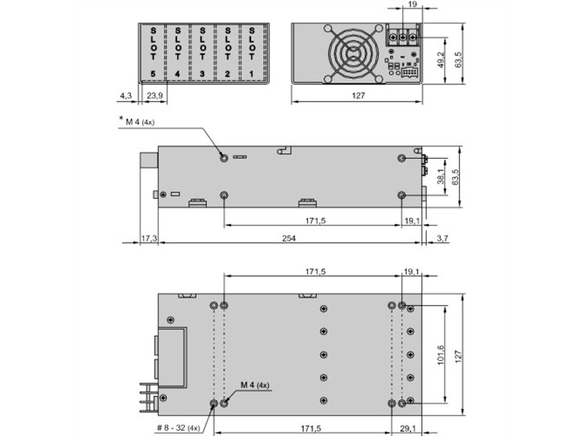 SCHROFF AC/DC, Open Frame, 600 W, quad - GÉNÉRATEUR MP4 2E-1D-4LL-00