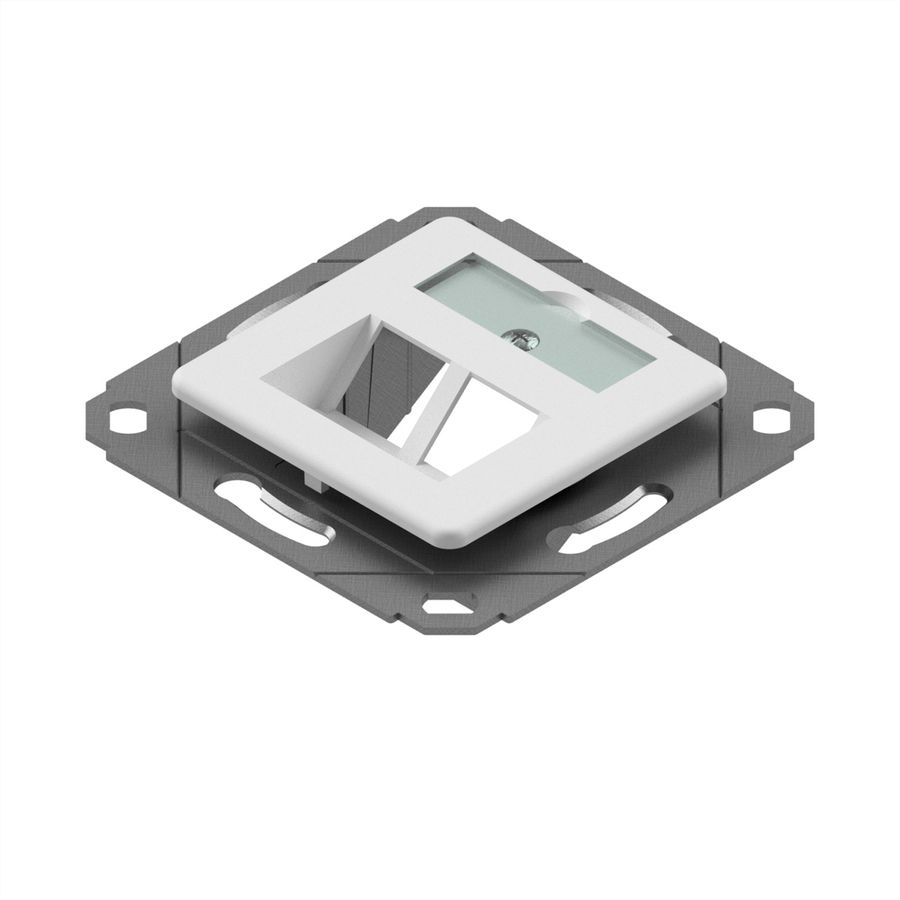 EasyLan preLink / fixLink Plastron pour module, 2 ports, plaque centrale 9x31,8 mm RAL 9010