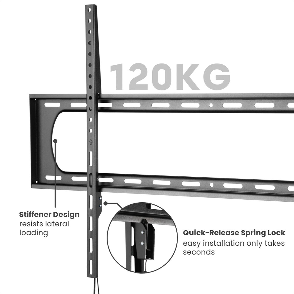 VALUE Support mural TV, distance murale de 35 mm, fixe, <304,8cm/120", <120kg