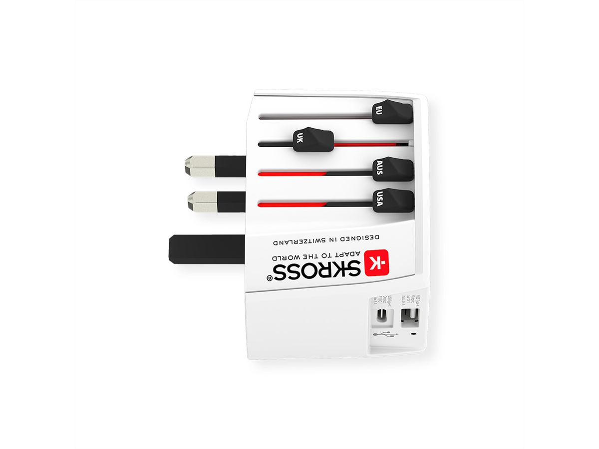 SKROSS Adaptateur de voyage USB A/C MUV avec USB, monde