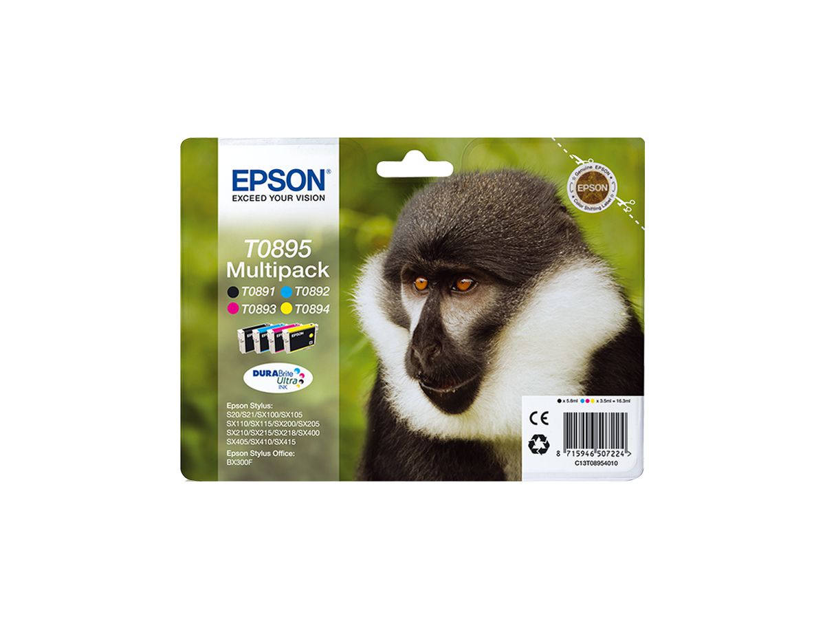 Epson Monkey Multipack "Singe" 4 couleurs - Encre DURABrite Ultra noire, cyan, magenta, jaune