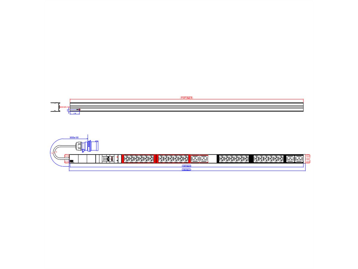BACHMANN IT PDU ALU 1U 20xC13 4xC19 2xLS CEE 32A bleu