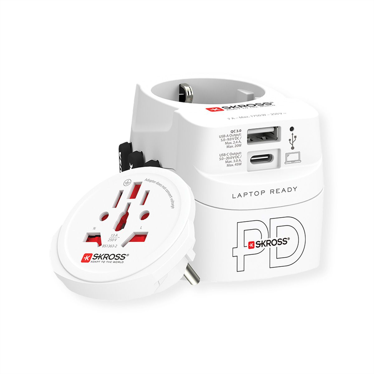 SKROSS Adaptateur de voyage PRO Light USB A/C 45PD World, monde
