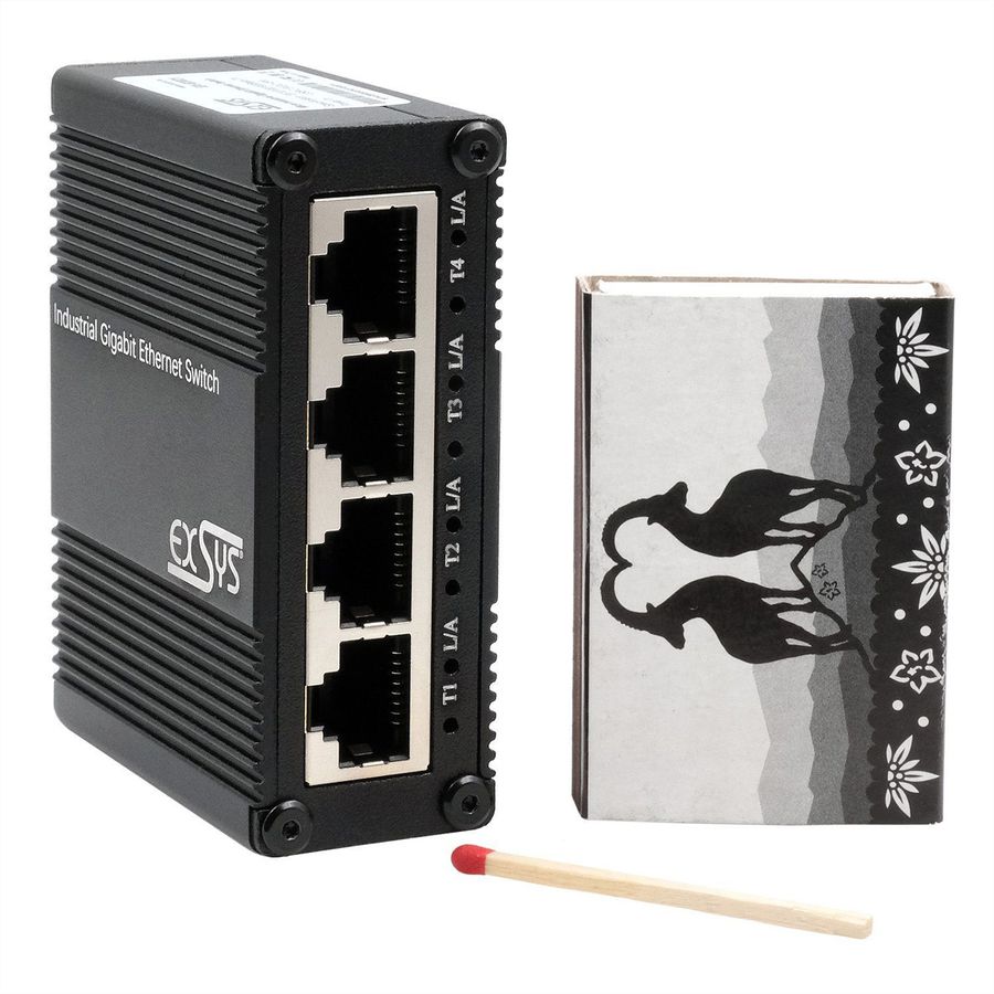 EXSYS EX-62021 Micro-switch Gigabit industriel à 5 ports, non géré, alimentation USB-C