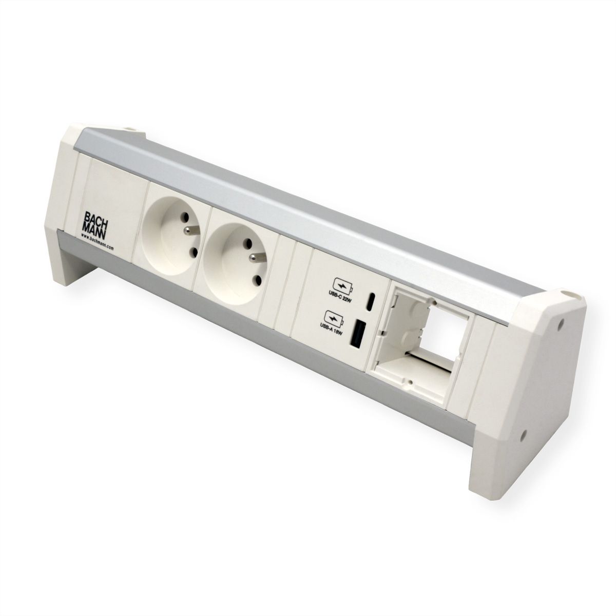 BACHMANN DESK 2xUTE 1xUSB A/C 22W 1xCM GST18 RAL9010