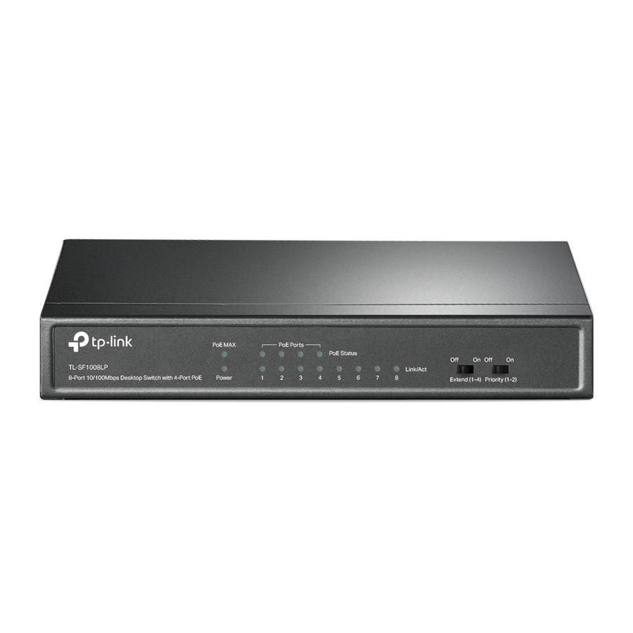 TP-Link TL-SF1008LP commutateur réseau Non-géré Fast Ethernet (10/100) Connexion Ethernet, supportant l'alimentation via ce port (PoE) Noir