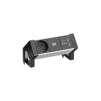 BACHMANN DESK2 ALU BLACK 1xUTE 1xUSB Charger 0,2m GST18