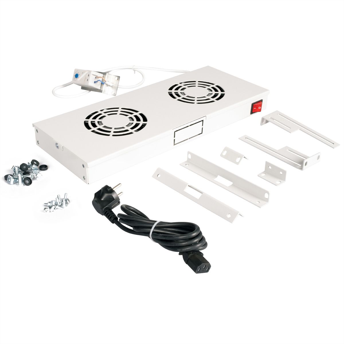 ROLINE 19" Unité de ventilation, 2 ventilateurs, Thermostat gris