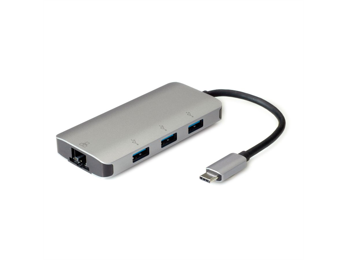 ROLINE Convertisseur USB 3.2 Gen 1 - Gigabit Ethernet + Hub 3x