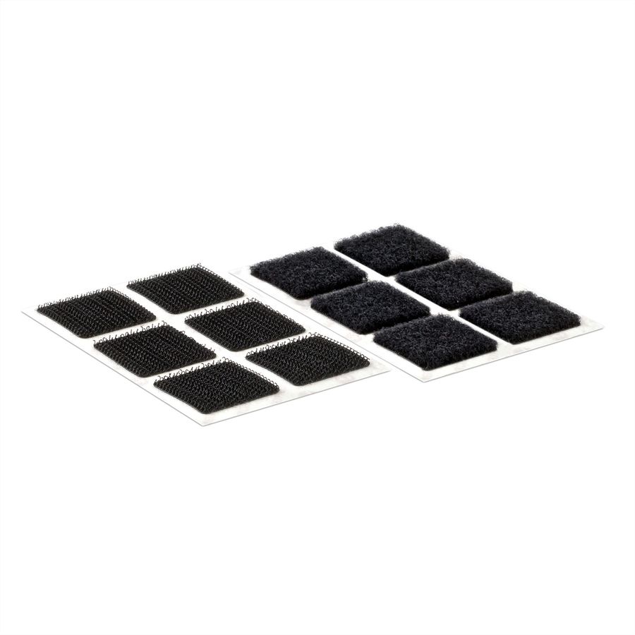 VELCRO® Boutons carrés 25x25mm x 24 noirs, crochets & velours autocollants