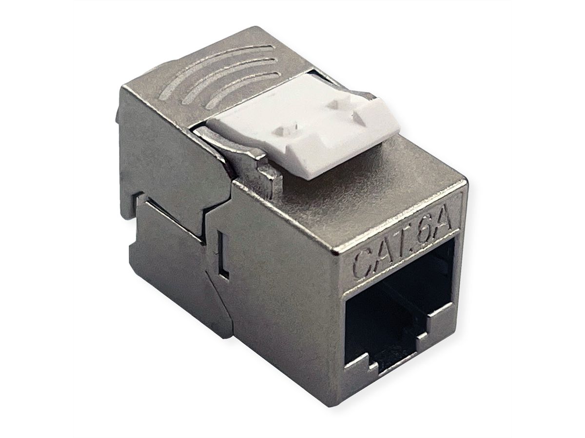 ROLINE Keystone Cat.6A (Classe EA), blindé, sans outil, SLIM, extra court, argent