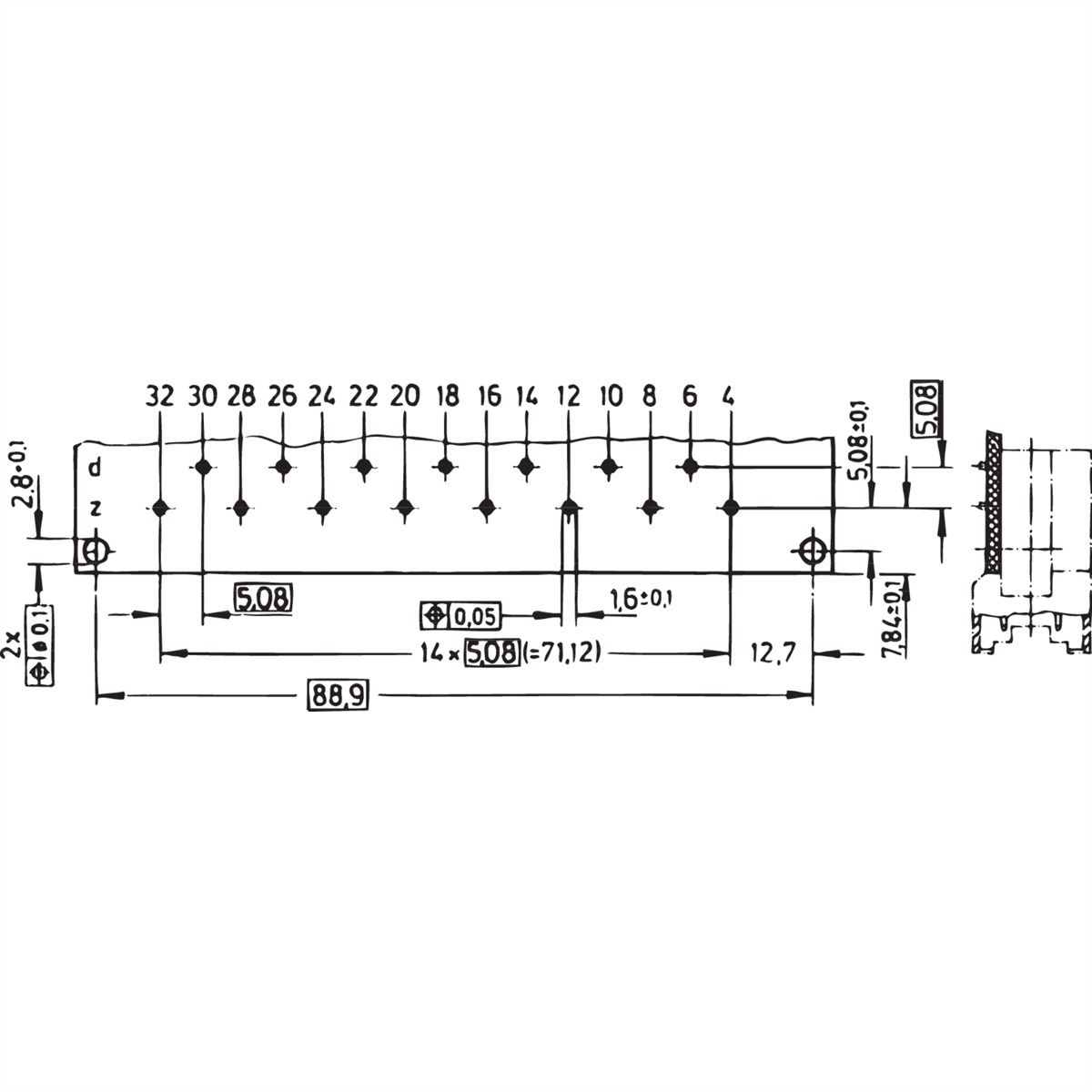 Connecteur SCHROFF de type H, EN 60603, DIN 41612, mâle, 15 contacts, longueur des broches 2.9 mm