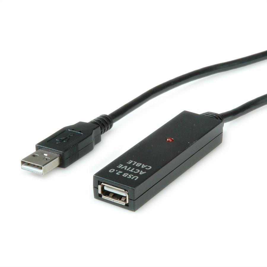 VALUE Prolongation active USB 2.0 avec Repeater, noir, 30 m