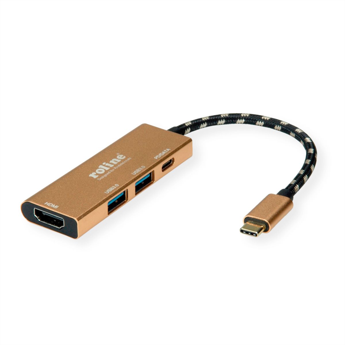 ROLINE GOLD Station d'accueil USB-C, 4K HDMI, 2 ports USB 3.2 Gen 1, 1x USB type C PD (Power Delivery)