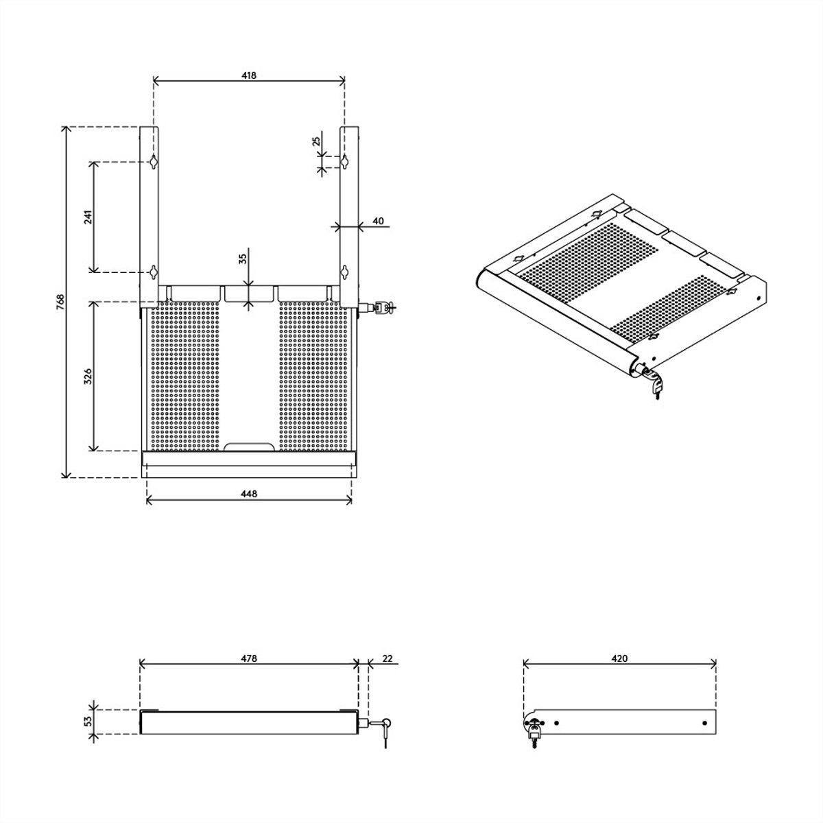 DATAFLEX Addit tiroir sécurisé pour ordinateur portable, 622, argent