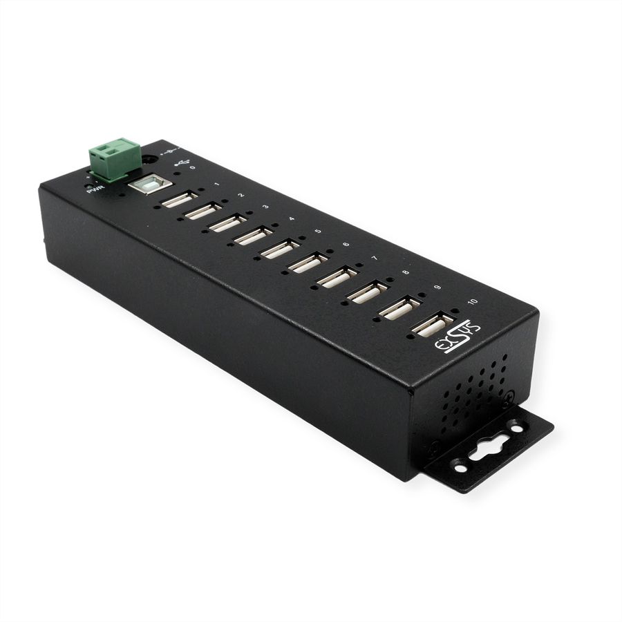 EXSYS EX-1170HMVS Hub métal USB 2.0, 10 ports, protection de surtension 15KV