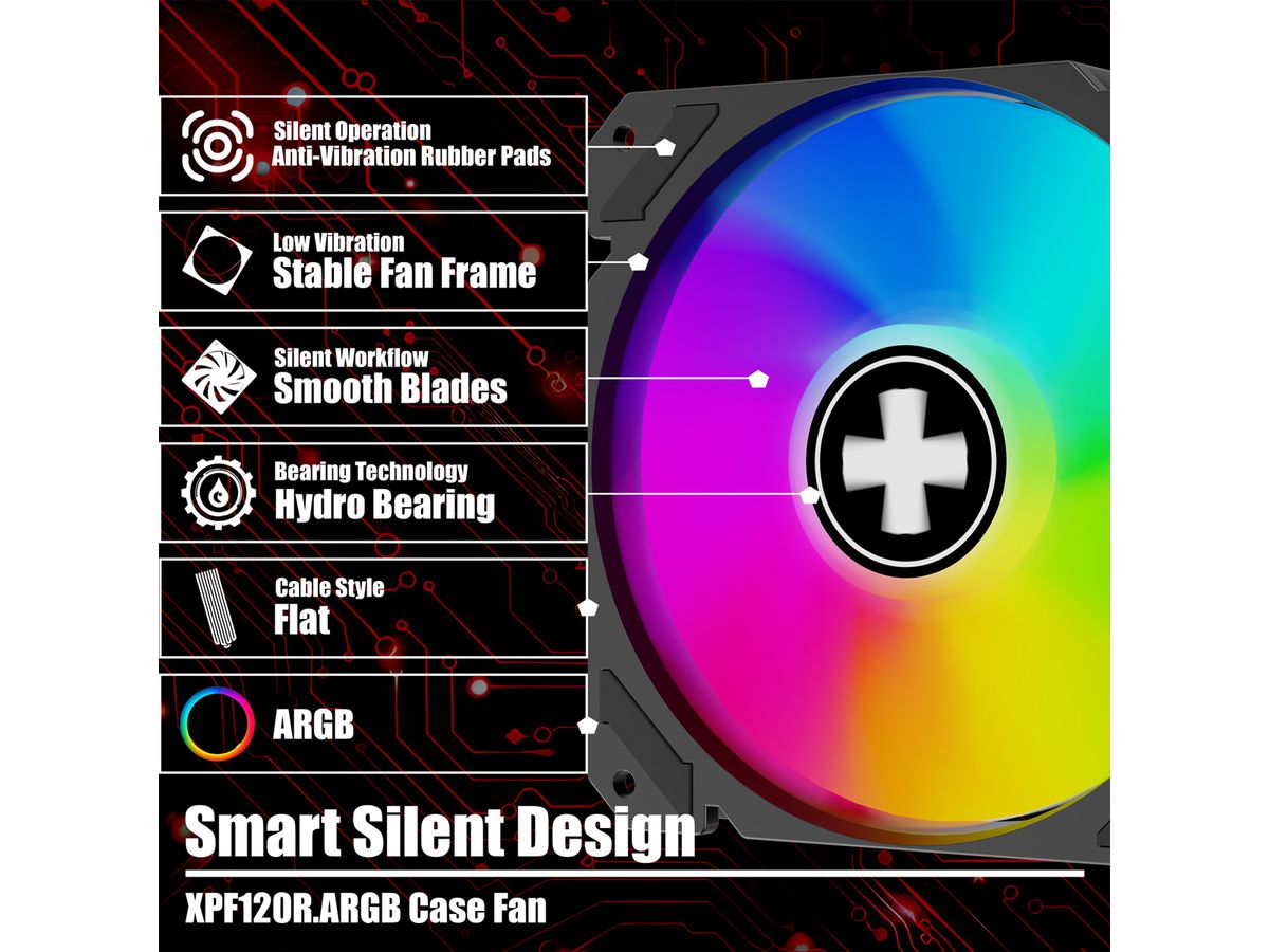 XILENCE Performance A+ REVERSE XF065, Ventilateur LED ARGB 120 mm noir