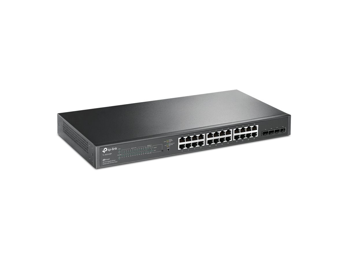 TP-Link JetStream TL-SG2428P commutateur réseau Géré L2/L2+ Gigabit Ethernet (10/100/1000) Connexion Ethernet, supportant l'alimentation via ce port (PoE) 1U Noir