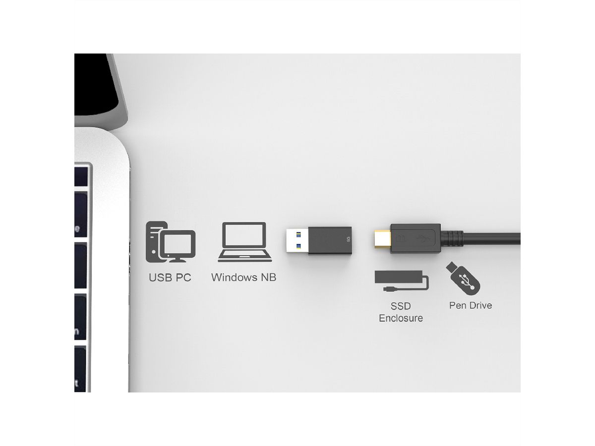 ROLINE Adaptateur USB 3.2 Gen 1, USB Type A - C, M/F