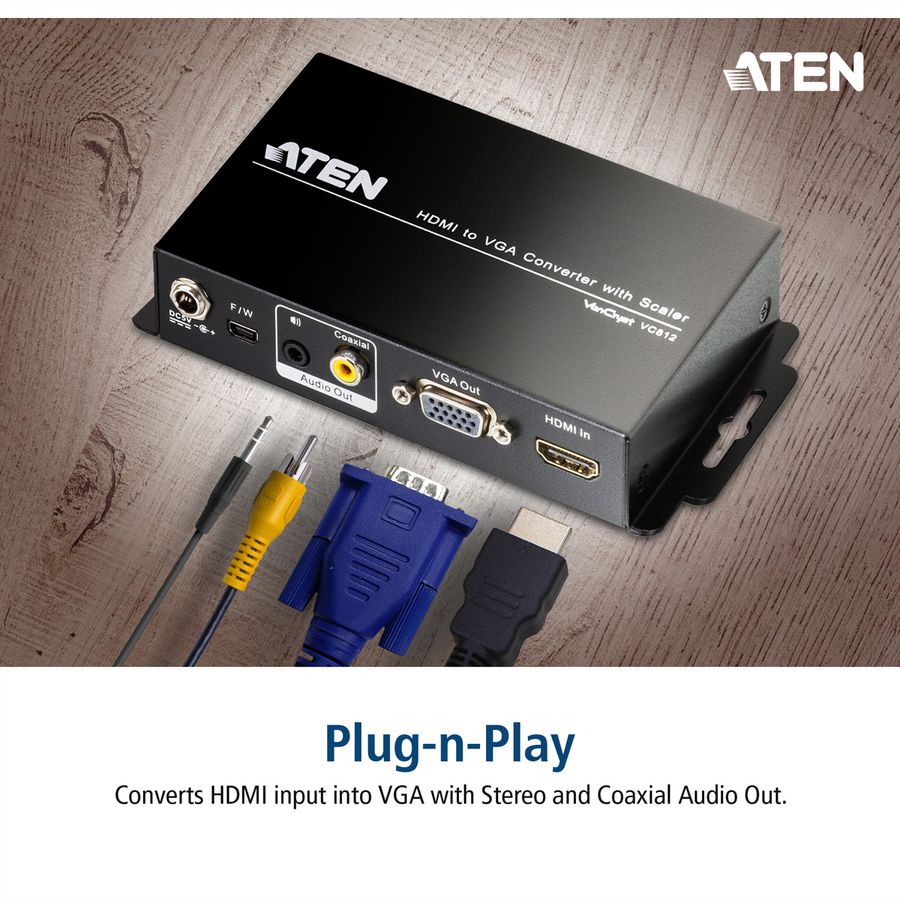 ATEN VC812 Convertisseur HDMI-VGA avec convertisseur de format d'image