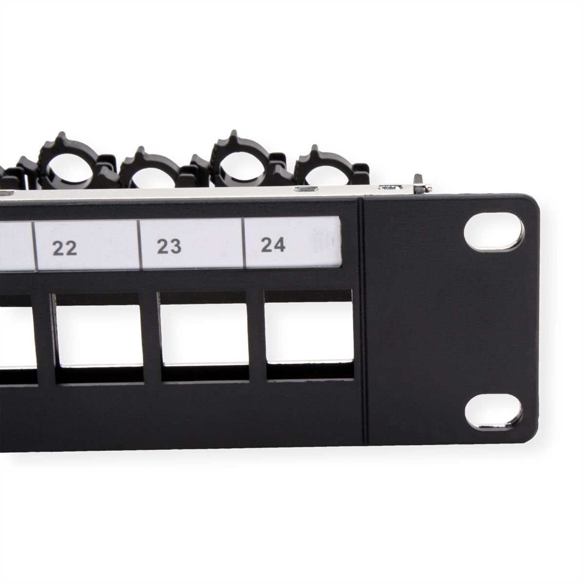 ROLINE Panneau de brassage 19" vide pour Keystone, 24 ports blindés, Fixation par clip, noir