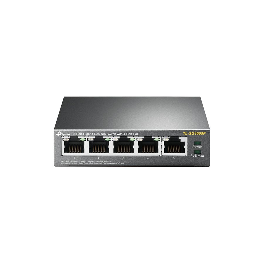 TP-Link TL-SG1005P commutateur réseau Non-géré Gigabit Ethernet (10/100/1000) Connexion Ethernet, supportant l'alimentation via ce port (PoE) Noir