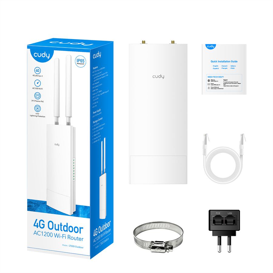 CUDY LT500 Outdoor 4G Routeur WiFi, LTE Cat4 AC1200
