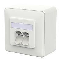 METZ CONNECT E-DAT C6A IDC Prise, 2 ports, apparent (AP), blanc signalisation brillant