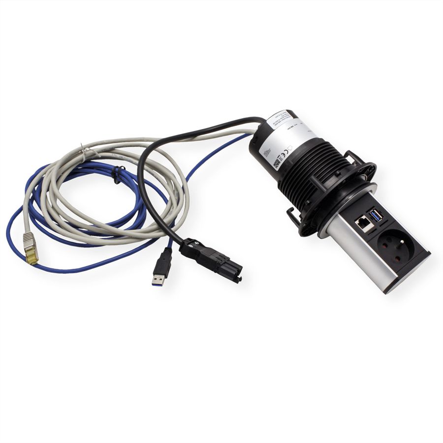BACHMANN ELEVATOR 1xUTE 1xUSB 1xCAT6A 0,5m GST18 profilé en aluminium anodisé