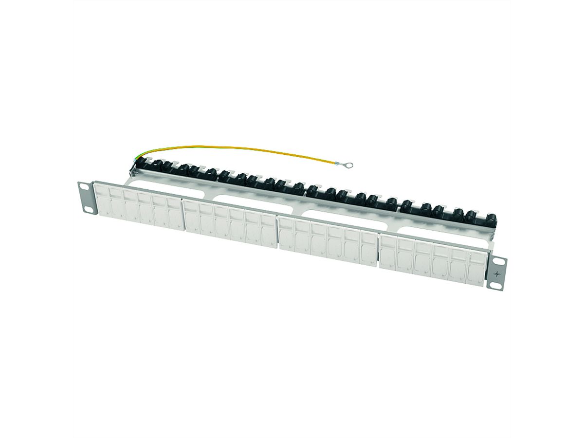 TELEGÄRTNER Support de module 19" Flex pour AMJ-S/AMJ/UMJ , avec 24x modules snap-in RAL 7035