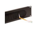 VALUE Passe-câbles 19" 2 UH avec brosse et décharge de traction, noir