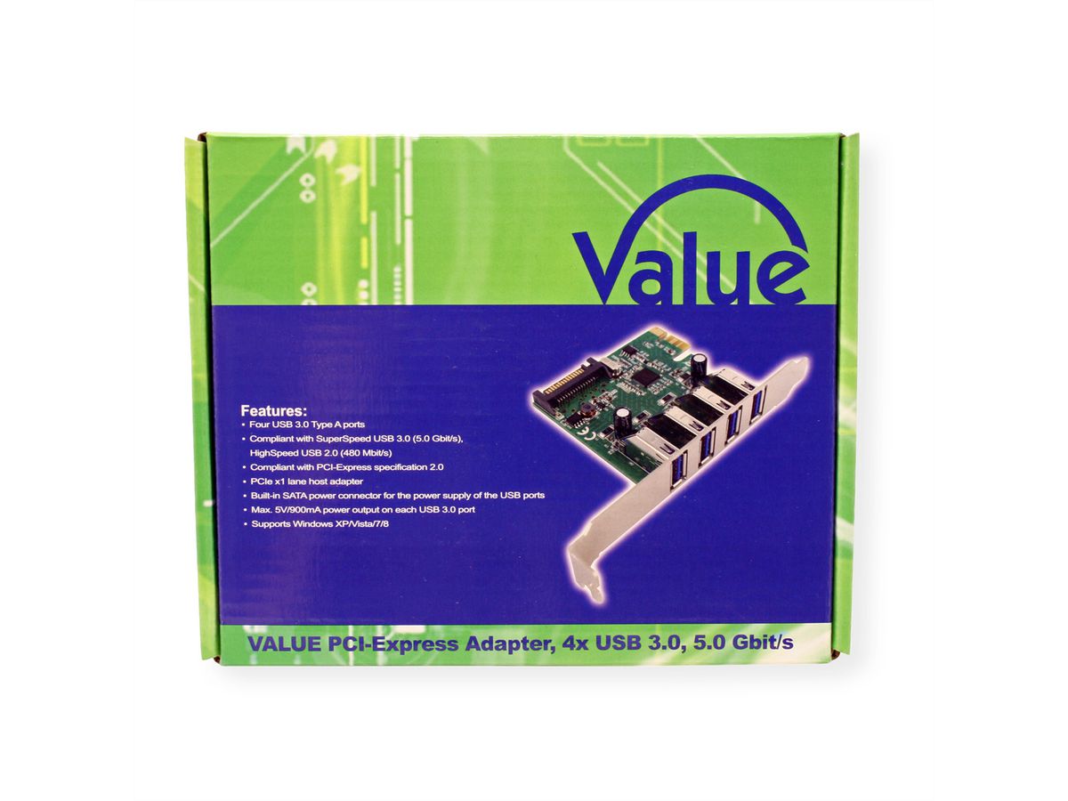 VALUE Carte PCI-Express, 4 ports USB 3.2 Gen 1