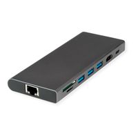 VALUE Station d'accueil USB type C, HDMI 4K60, 4x US3.2Gen1 (1x C + 3x A), 1x PD, 1x SD/TF, 1x RJ45, 1x 3.5mm
