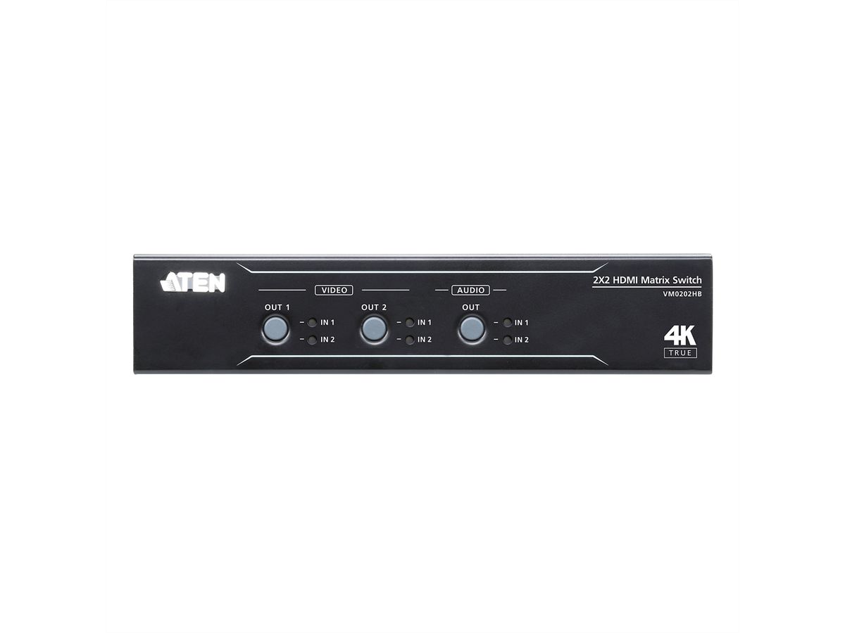 ATEN VM0202HB Commutateur matriciel HDMI True 4K 2 x 2 avec Désembeddeur audio